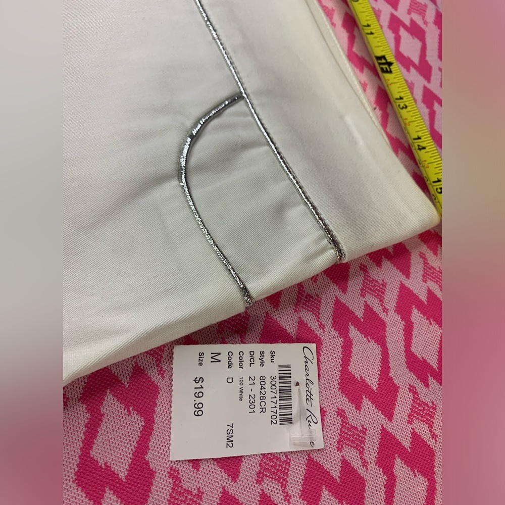 Charlotte Russe Size Medium Shorts Crisp White Silver Cord NWT - Picture 5 of 10